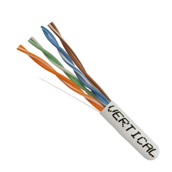 CAT5e Solid Bare Copper Riser Cable, 1000ft. UTP, 350MHz, 24AWG, CMR, White
